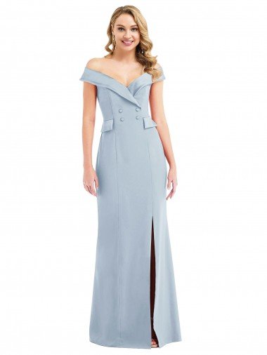 Shop Off the Shoulder Tuxedo Maxi Bridesmaid Dress / Prom Dress with Front Slit Sydney