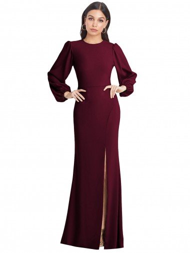 Shop Puff Sleeves Long Maxi Briddesmaid Dress with Cutout Tie Back Sydney