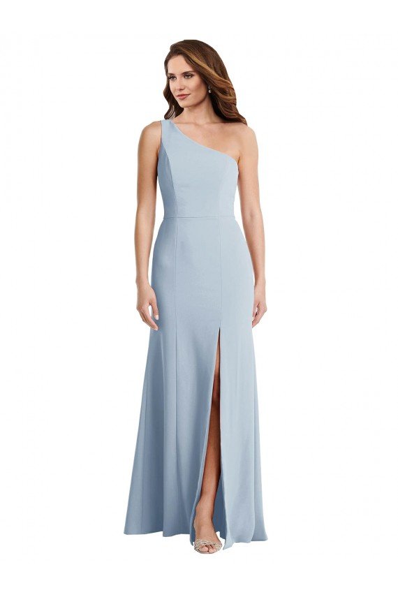 Bold One Shoulder Trumpet Maxi Formal Crepe Bridesmaid Dress / Prom Dress