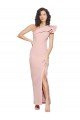 Full Length One Shoulder Formal Crepe Bridesmaid Dress / Prom Dress with Side Leg Split