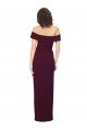 Fitted Full Length Off the Shoulder Formal Crepe Bridesmaid Dress / Prom Dress with Side Split and Waist Tie