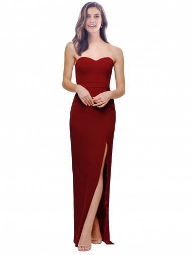 Shop Straight Pencil Skirt Long Sweetheart Formal Crepe Bridesmaid Dress / Prom Dress with High Side Split Sydney