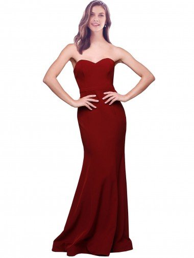 Shop Long Full Length Sweetheart Slim Formal Crepe Bridesmaid Dress / Prom Dress with Strapless Bodice Sydney