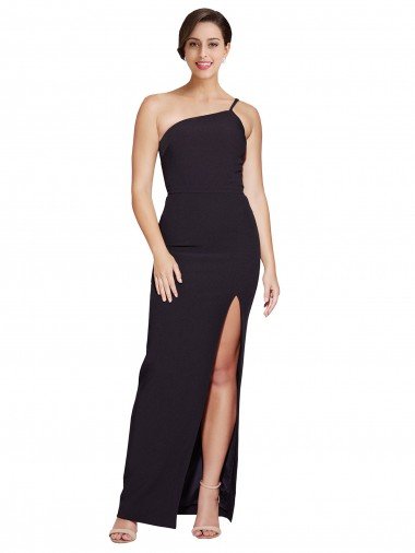 Shop Long Floor Length Formal Crepe Bridesmaid Dress / Prom Dress with Side Split and One Strap Sydney