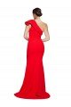 One Shoulder Long Sweep Train Crepe Bridesmaid Dress / Prom Dress with Thigh High Split