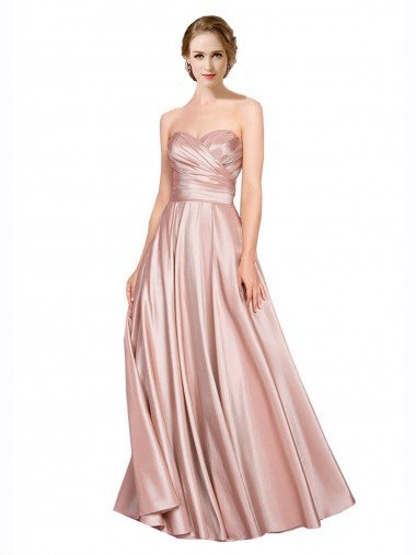 Shop Long Plated Strapless Sweetheat Formal Stretch Satin Bridesmaid Dress / Prom Dress Sydney