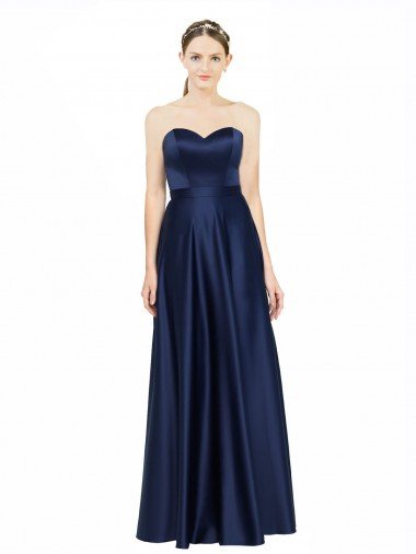 Shop Floor Length Sweetheart Neckline Formal Stretch Satin Bridesmaid Dress with Belt Sydney