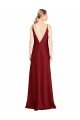 Floor Length Deep V-Back Formal Stretch Satin Bridesmaid Dress / Prom Dress with Front Slit