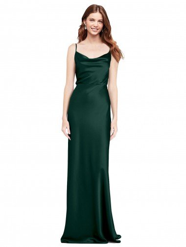 Shop Fitted Cowl Neck Long Formal Stretch Satin Slip Bridesmaid Dress / Prom Dress with V-Back Sydney