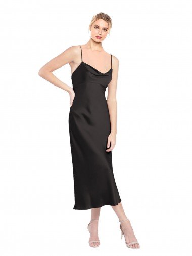 Shop Cowl Neck Midi Length Short Cocktail Formal Stretch Satin Slip Bridesmaid Dress / Prom Dress Sydney