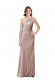 One Shoulder Black-Tie Floor Length Long Formal Stretch Satin Bridesmaid Dress / Prom Dress