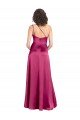 Sleek One Shoulder A-Line Long Formal Stretch Satin Bridesmaid Dress / Prom Dress with Spaghetti Straps Back