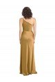 One Shoulder Long Floor Length Formal Stretch Satin Slip Bridesmaid Dress / Prom Dress