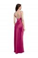 V-Neck Spaghetti Straps Slim Formal Stretch Satin Bridesmaid Dress / Prom Dress with Low Scoop Back