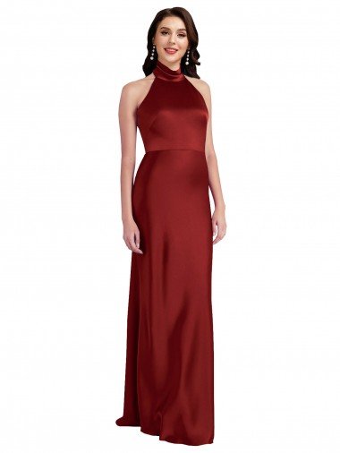 Shop Backless Halter Long Formal Stretch Satin Bridesmaid Dress / Prom Dress Sydney