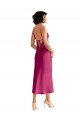 Midi Length V-Neck Short Formal Stretch Satin Bridesmaid Dress / Cocktail Prom Dress with Low Scoop Back