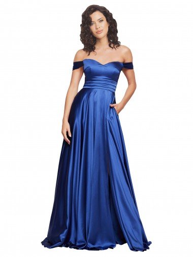 Shop Ball Gown Off the Shoulder Sweetheart Formal Stretch Satin Bridesmaid Dress / Prom Dress Sydney