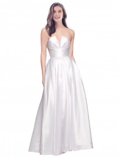 Shop Full Length Strapless V-Cutout Formal Stretch Satin Bridesmaid Dress / Prom Dress Sydney