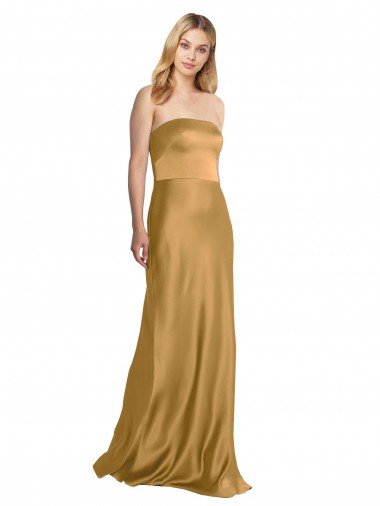 Shop Sleek Strapless Long A-Line Formal Stretch Satin Bridesmaid Dress / Prom Dress Sydney