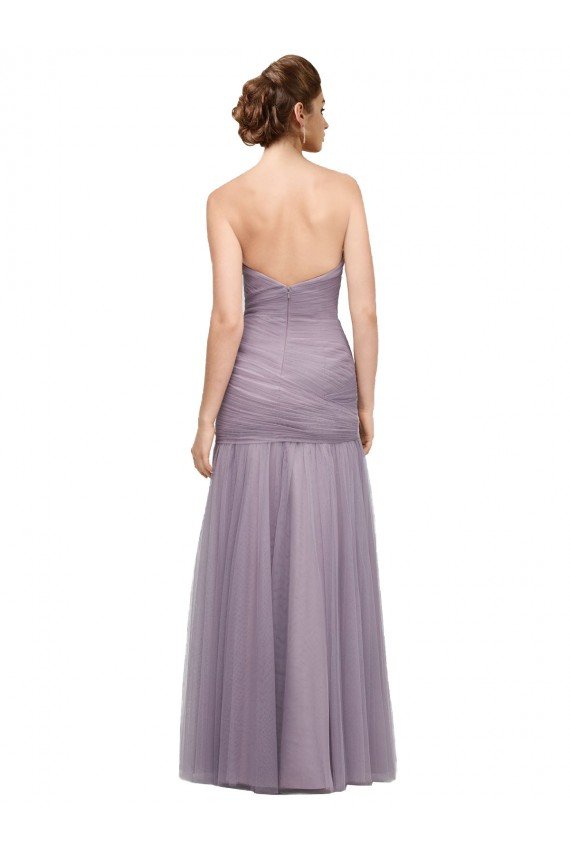 Draped Long Mermaid Sweetheart Tulle Bridesmaid Dress