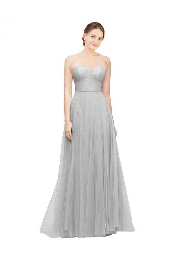 Long Twisted Sweetheart Neckline Tulle Bridesmaid Dress