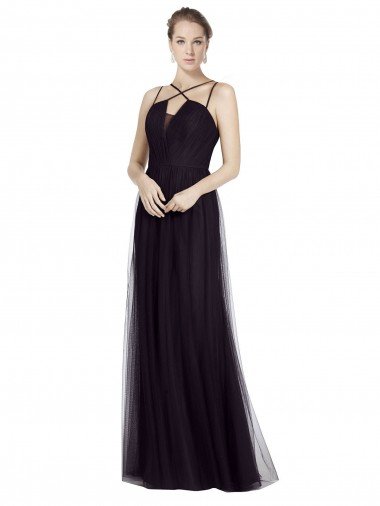 Shop High Neck Long A-Line Tulle Bridesmaid Dress Sydney