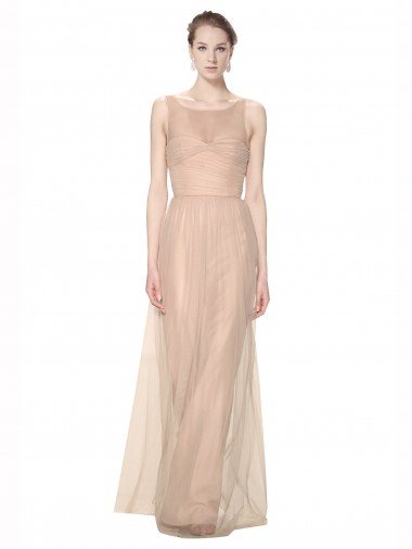 Shop Long Tulle Bridesmaid Dress with Illusion Neck Sydney