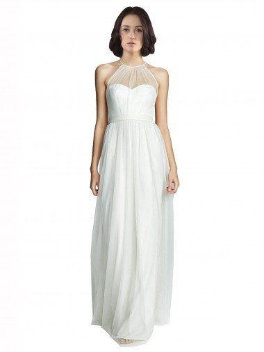 Shop High Neckline Long Tulle Bridesmaid Dress with Illusion Front Sydney