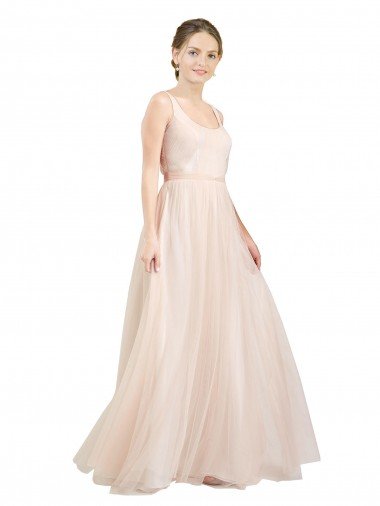 Shop Scooped Neckline Long Tulle Bridesmaid Dress with Open Back Sydney