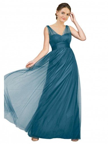 Shop Long V-Neck Soft Tulle Bridesmaid Dress Sydney