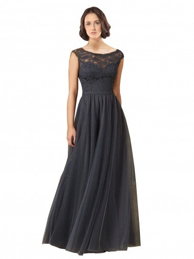 Shop Long Bateau Tulle Bridesmaid Dress with Lace Bodice Sydney