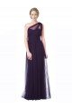 One Shoulder Long Tulle Bridesmaid Gown with Sheer Netting Strap