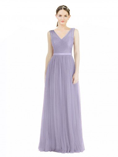 Shop Wide Straps V-Neck Long Tulle Bridesmaids with Belt Sydney