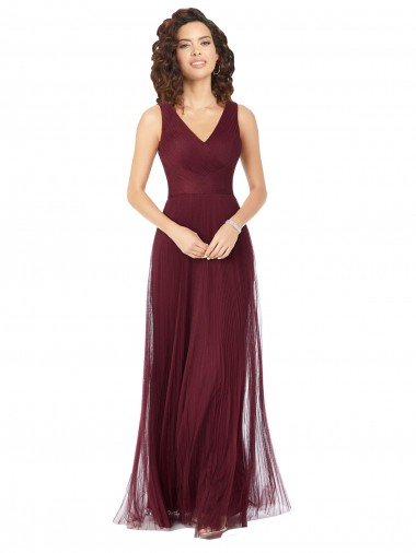 Shop Long A-Line V-Neck Tulle Bridesmaid Dress Sydney