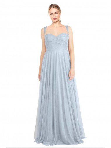 Shop Sweetheart Spaghetti Straps Long Tulle Bridesmaid Dress with Criss Cross Back Sydney