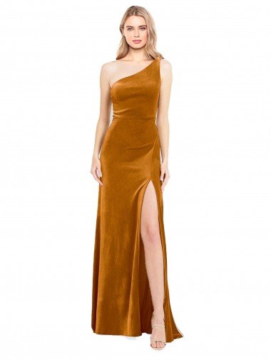 Shop Sleek One Shoulder Long Formal Velvet Bridesmaid Dress / Prom Dress Sydney