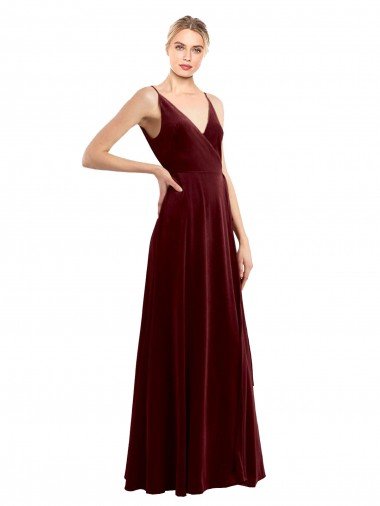 Shop Faux Wrap V-Neck Sleek Long Formal Velvet Bridesmaid Dress / Prom Dress Sydney