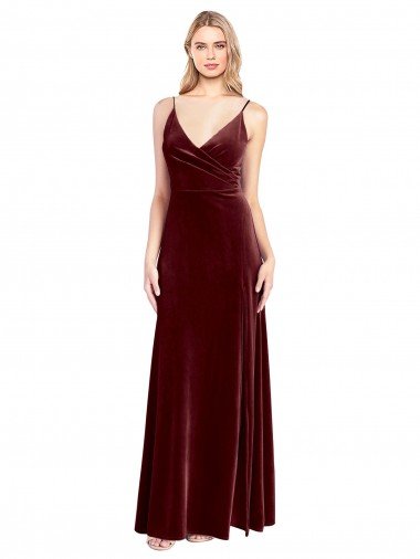 Shop Faux Surplice Neckline Slim A-Line Long Velvet Bridesmaid Dress / Prom Dress Sydney