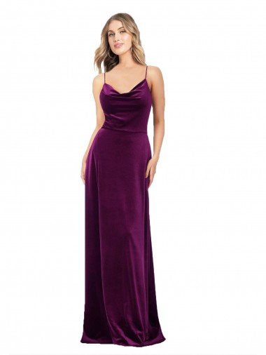 Shop Draped Neckline Spaghetti Straps Formal Velvet Bridesmaid Dress / Prom Dress Sydney