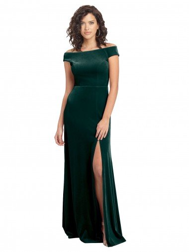 Shop Floor Length Cap Sleeves Long Formal Velvet Bridesmaid Dress / Prom Dress with High Side Slit Sydney