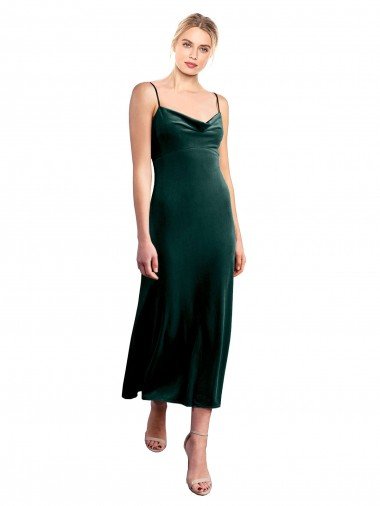 Shop Midi Cocktail Length Cowl Neck Velvet Slip Bridesmaid Dress / Prom Dress Sydney