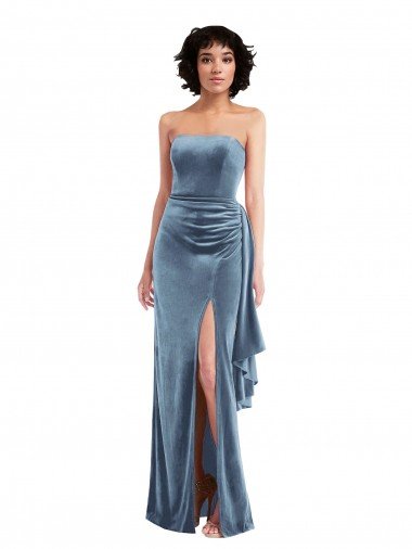 Shop Strapless Formal Velvet Maxi Bridesmaid Dress / Prom Dress with Draped Skirt Sydney