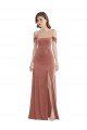 Off the Shoulder Flounce Sleeve Velvet Maxi Bridesmaid Dress / Prom Dress