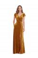 Cap Sleeve Faux Wrap Formal Velvet Maxi Bridesmaid Dress / Prom Dress with Pockets