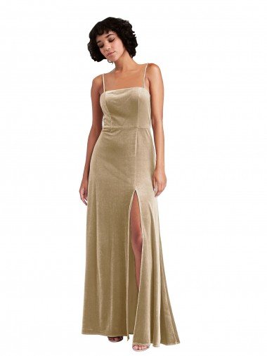 Shop Square Neck Formal Velvet Maxi Bridesmaid Dress / Prom Dress with Front Slit Sydney