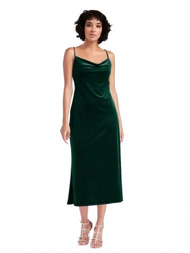 Shop Midi Length Cowl Neck Formal Velvet Short Cocktail Slip Bridesmaid Dress / Prom Dress Sydney