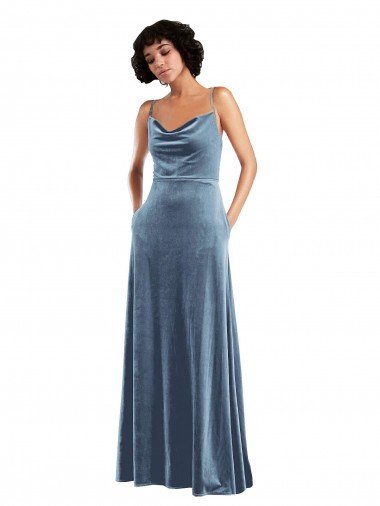 Shop Sleek Cowl Neck Velvet Maxi Bridesmaid Dress / Prom Dress with Pockets Sydney