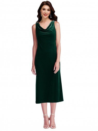 Shop Cowl Neck Velvet Midi Cocktail Length Bridesmaid Dress / Prom Dress Sydney