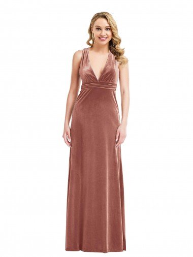 Shop Plunging Neckline Formal Velvet Maxi Bridesmaid Dress / Prom Dress with Criss Cross Open Back Sydney