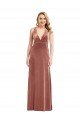 Plunging Neckline Formal Velvet Maxi Bridesmaid Dress / Prom Dress with Criss Cross Open Back